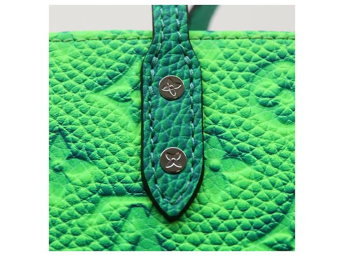 LOUIS VUITTON Borsa Sac Plat XS Monogram Taurillon Illusion M81221 LV Auth 47623SM Blu Verde - vista 9