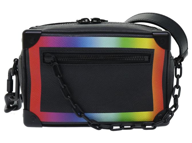 LOUIS VUITTON Taiga Rainbow Mini Soft Trunk Shoulder Bag M30351 LV Auth 50210SM Black - view 13