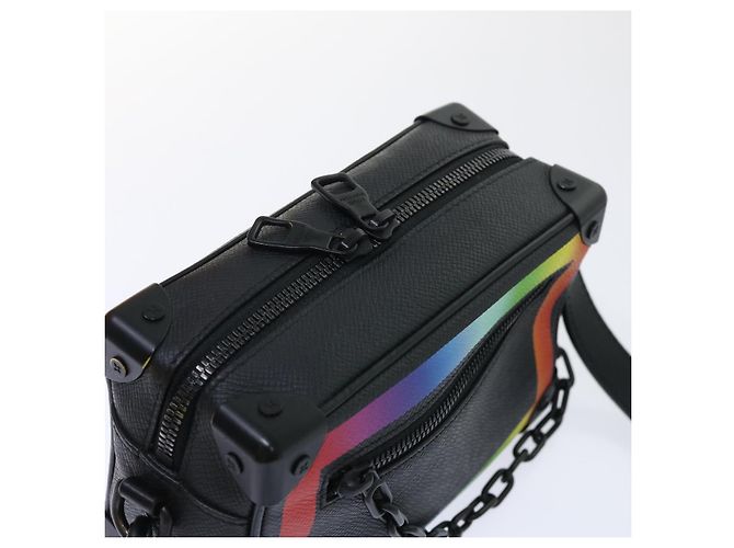 LOUIS VUITTON Taiga Rainbow Mini Soft Trunk Shoulder Bag M30351 LV Auth 50210SM Black - view 6