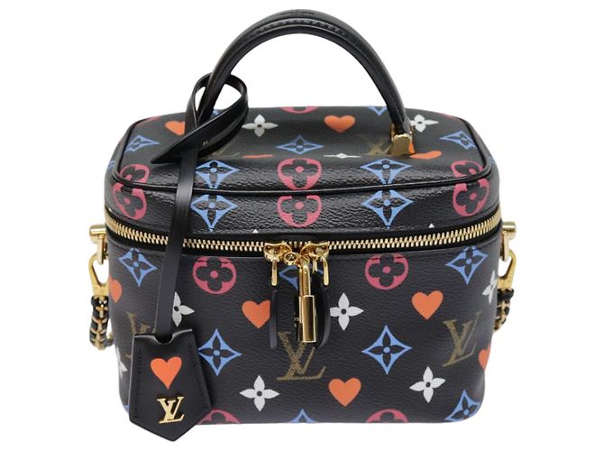 LOUIS VUITTON Monogram Game On Vanity PM Borsa a Mano Nera M57482 LV Auth 89082SM Nero - vista 13
