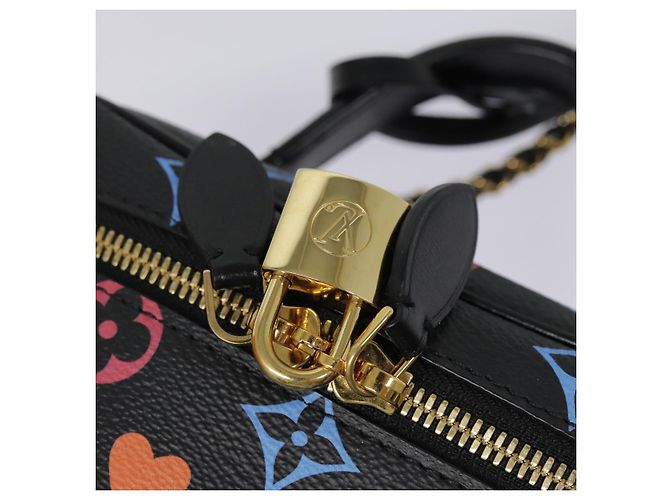 LOUIS VUITTON Monogram Game On Vanity PM Borsa a Mano Nera M57482 LV Auth 89082SM Nero - vista 19