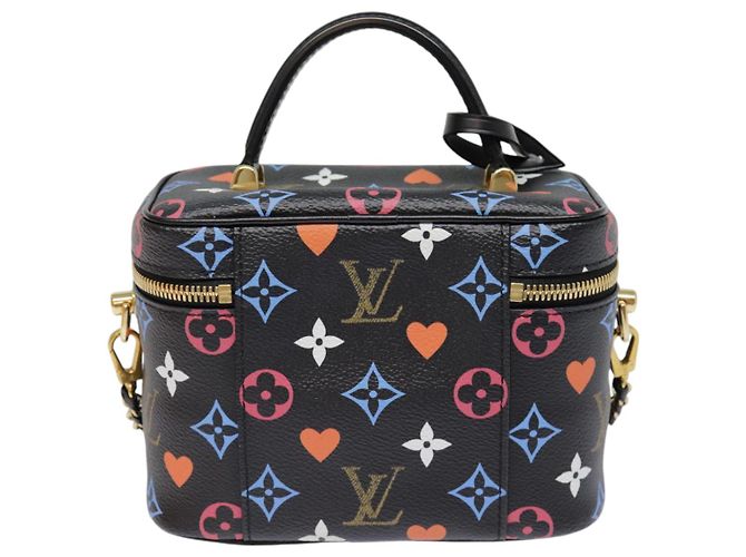 LOUIS VUITTON Monogram Game On Vanity PM Borsa a Mano Nera M57482 LV Auth 89082SM Nero - vista 2