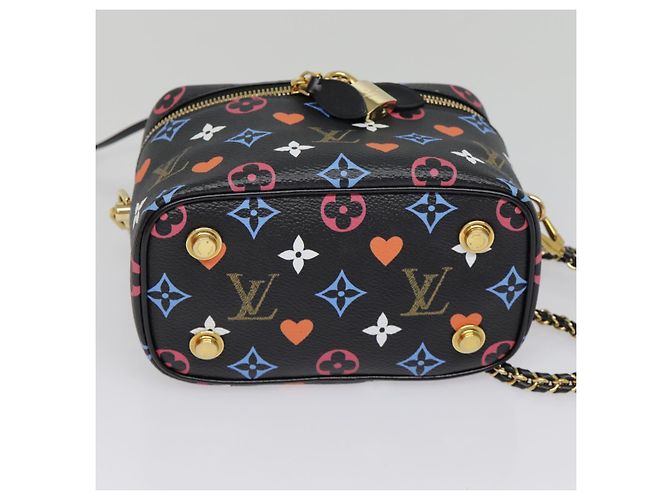 LOUIS VUITTON Monogram Game On Vanity PM Borsa a Mano Nera M57482 LV Auth 89082SM Nero - vista 5