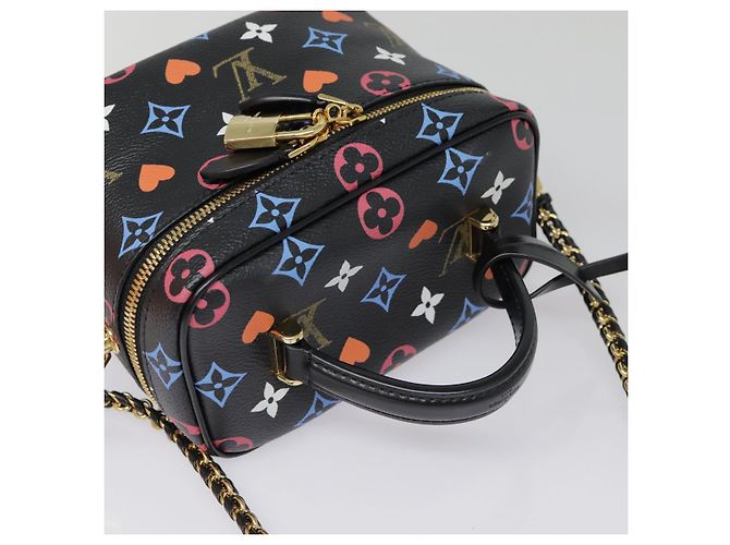 LOUIS VUITTON Monogram Game On Vanity PM Borsa a Mano Nera M57482 LV Auth 89082SM Nero - vista 6