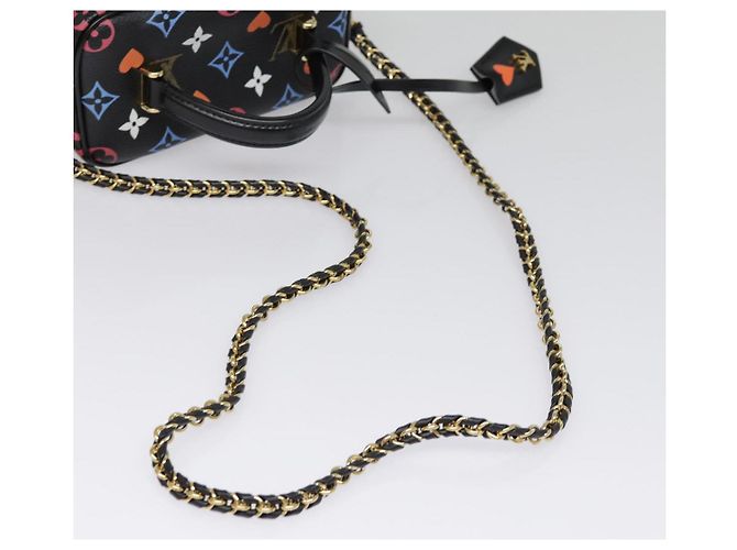 LOUIS VUITTON Monogram Game On Vanity PM Borsa a Mano Nera M57482 LV Auth 89082SM Nero - vista 7