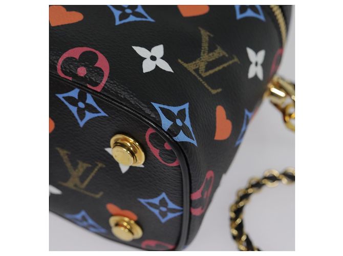 LOUIS VUITTON Monogram Game On Vanity PM Borsa a Mano Nera M57482 LV Auth 89082SM Nero - vista 9