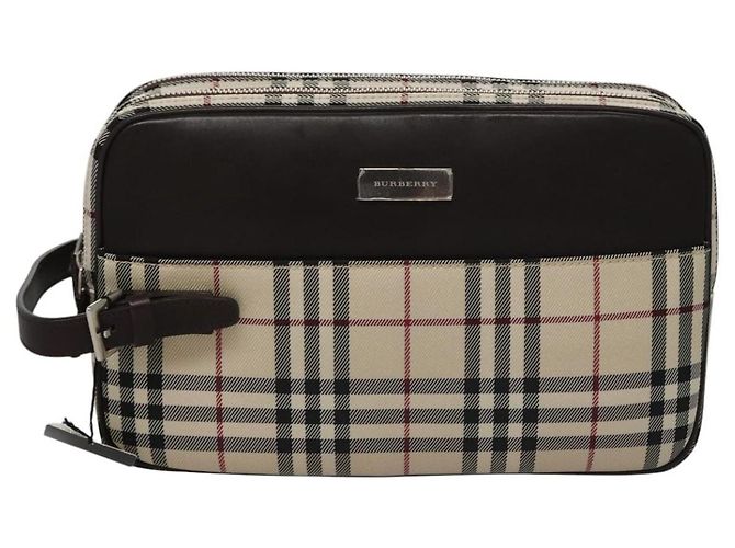Bolso clutch de nylon beige con estampado Nova Check de BURBERRY Auth BA224AV - vista 13