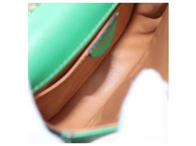 Céline CELINE Shoulder Bag Leather Green Gold Auth 114967V Golden - view 11
