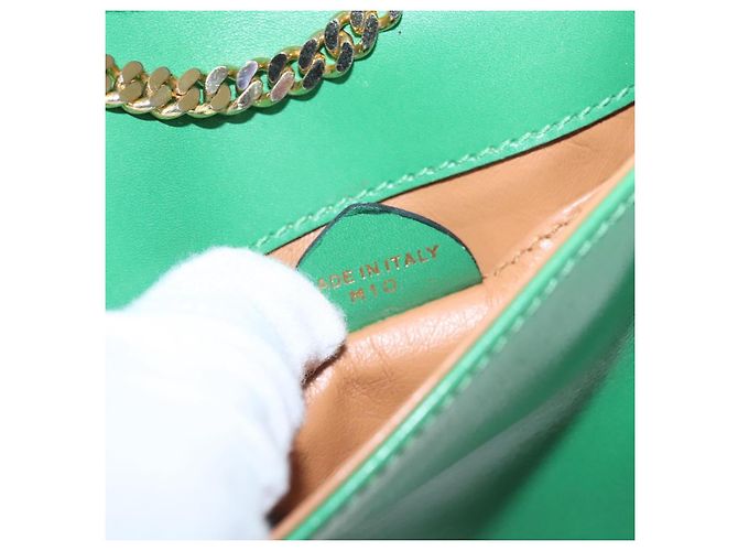 Céline CELINE Shoulder Bag Leather Green Gold Auth 114967V Golden - view 12