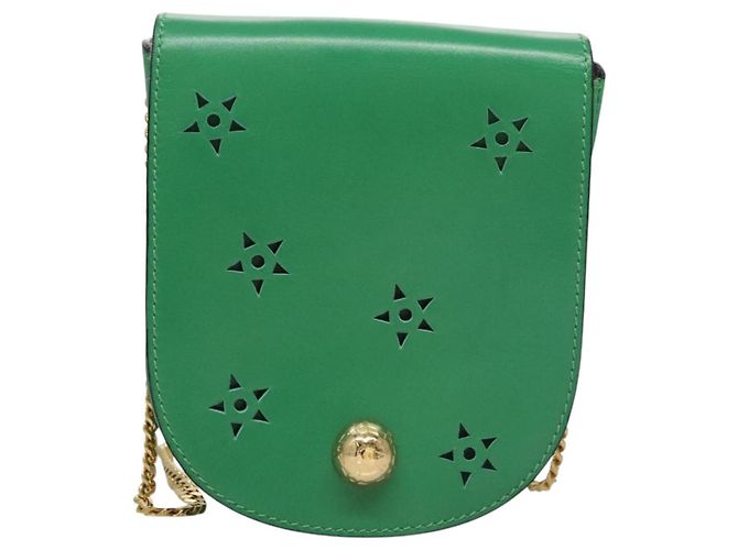 Céline CELINE Shoulder Bag Leather Green Gold Auth 114967V Golden - view 13