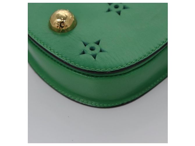 Céline CELINE Shoulder Bag Leather Green Gold Auth 114967V Golden - view 14