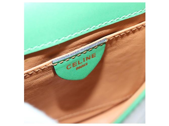 Céline CELINE Shoulder Bag Leather Green Gold Auth 114967V Golden - view 17