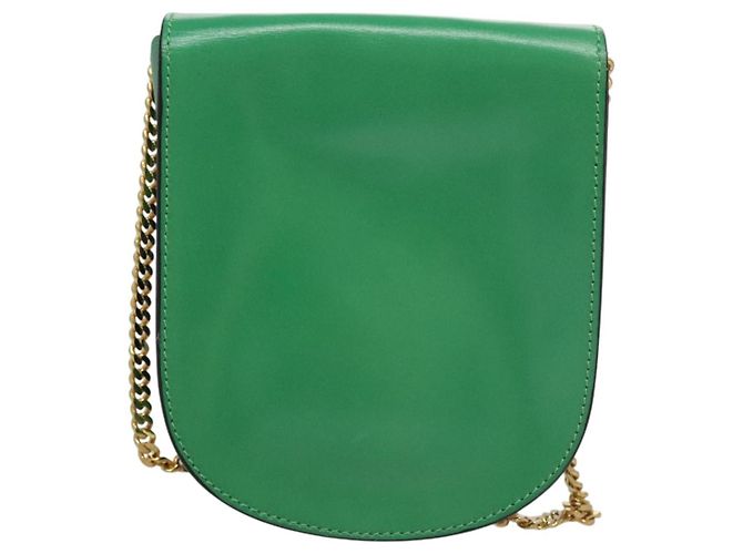 Céline CELINE Shoulder Bag Leather Green Gold Auth 114967V Golden - view 2