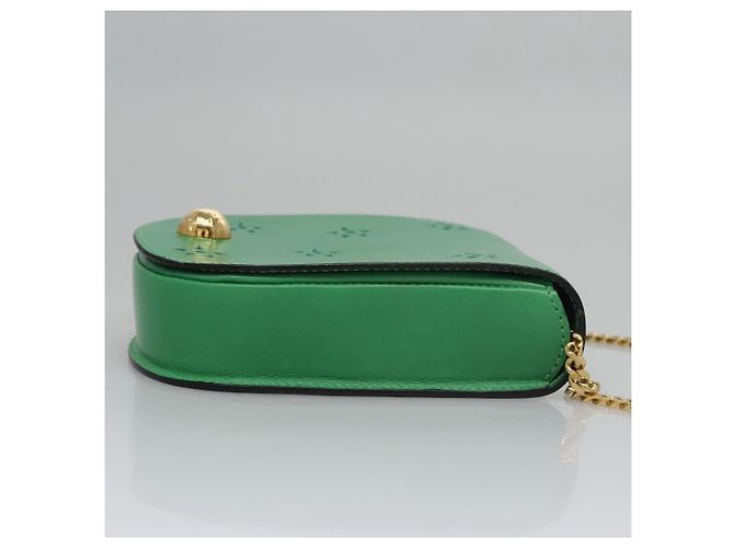 Céline CELINE Shoulder Bag Leather Green Gold Auth 114967V Golden - view 3