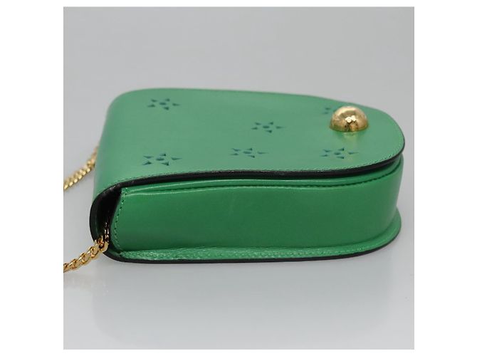 Céline CELINE Shoulder Bag Leather Green Gold Auth 114967V Golden - view 4