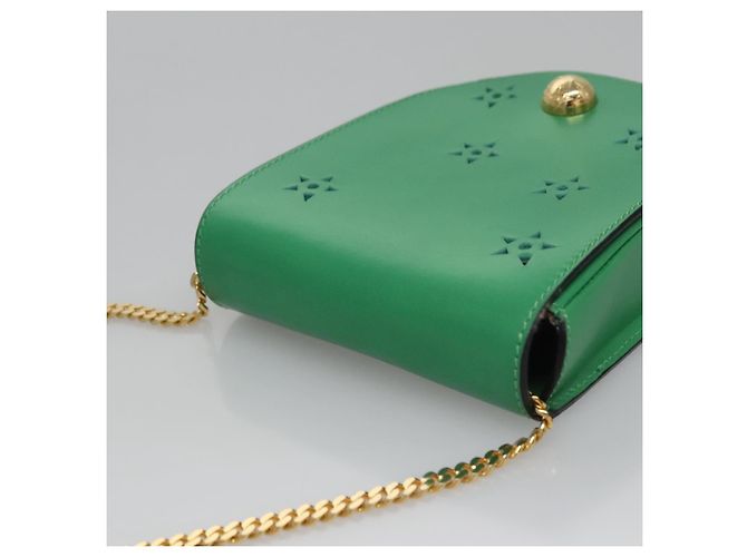 Céline CELINE Shoulder Bag Leather Green Gold Auth 114967V Golden - view 6