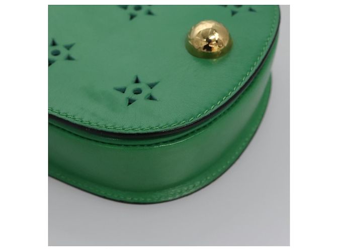 Céline CELINE Shoulder Bag Leather Green Gold Auth 114967V Golden - view 9