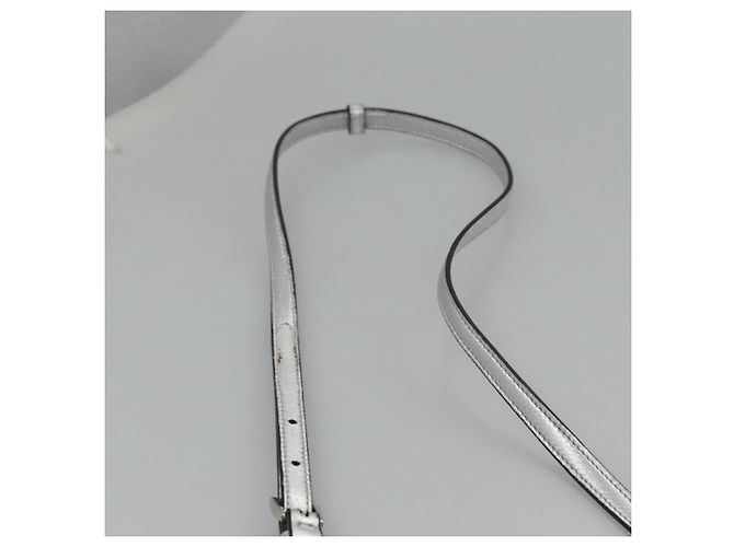 Borsa a mano in pelle PRADA con catena 2 in 1 Argento Auth BD055AV - vista 15