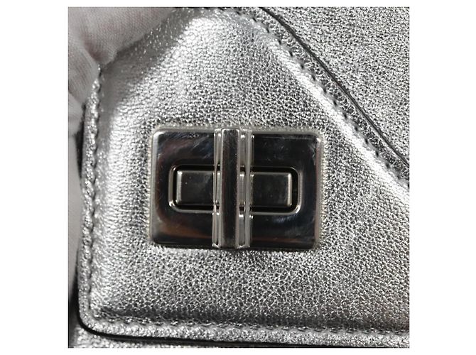 Borsa a mano in pelle PRADA con catena 2 in 1 Argento Auth BD055AV - vista 20
