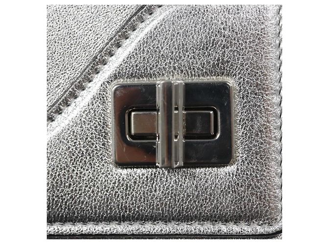 Borsa a mano in pelle PRADA con catena 2 in 1 Argento Auth BD055AV - vista 21