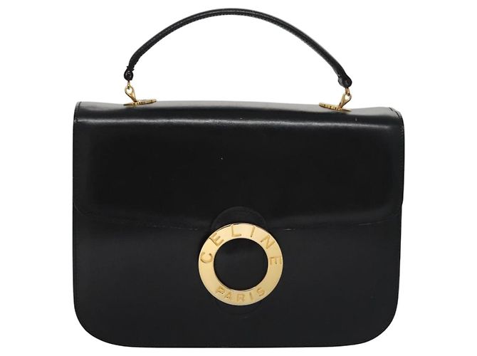 Céline Borsa a mano CELINE in pelle nera e oro Auth BD058V Nero D'oro - vista 13