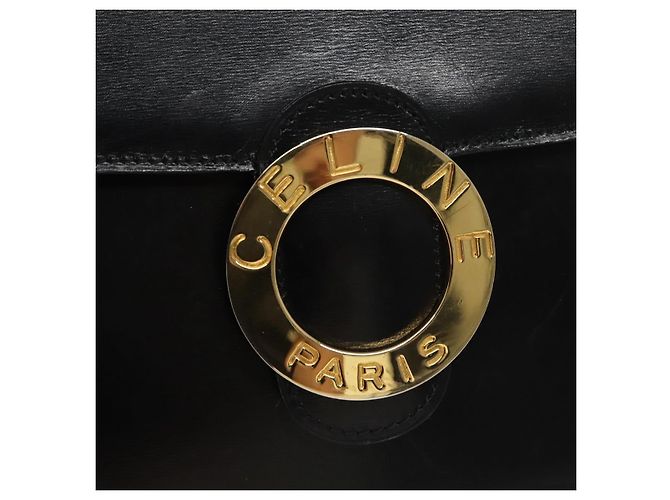Céline Borsa a mano CELINE in pelle nera e oro Auth BD058V Nero D'oro - vista 18