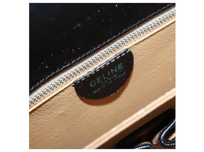 Céline Borsa a mano CELINE in pelle nera e oro Auth BD058V Nero D'oro - vista 19