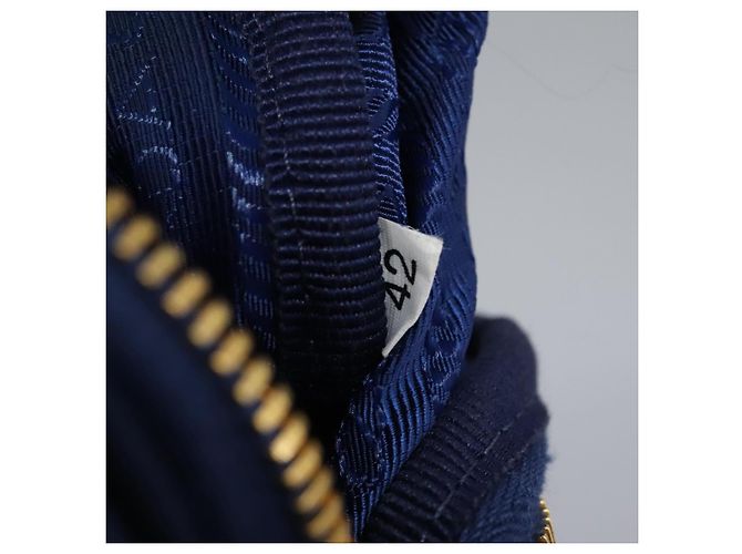 Borsa a Spalla PRADA in Nylon Blu Oro Auth KD114V D'oro - vista 11