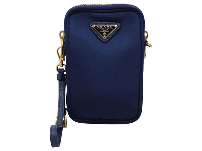 Borsa a Spalla PRADA in Nylon Blu Oro Auth KD114V D'oro - vista 13