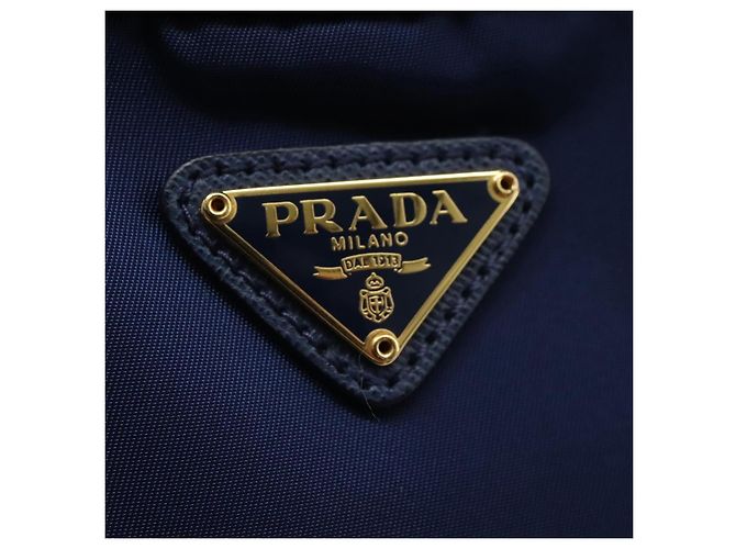 Borsa a Spalla PRADA in Nylon Blu Oro Auth KD114V D'oro - vista 17