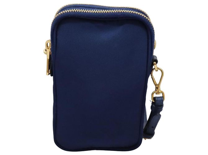 Borsa a Spalla PRADA in Nylon Blu Oro Auth KD114V D'oro - vista 2