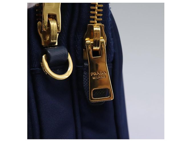 Borsa a Spalla PRADA in Nylon Blu Oro Auth KD114V D'oro - vista 20