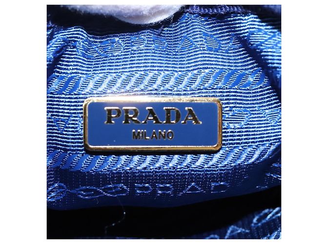 Borsa a Spalla PRADA in Nylon Blu Oro Auth KD114V D'oro - vista 21
