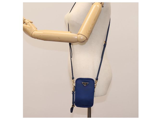 Borsa a Spalla PRADA in Nylon Blu Oro Auth KD114V D'oro - vista 26
