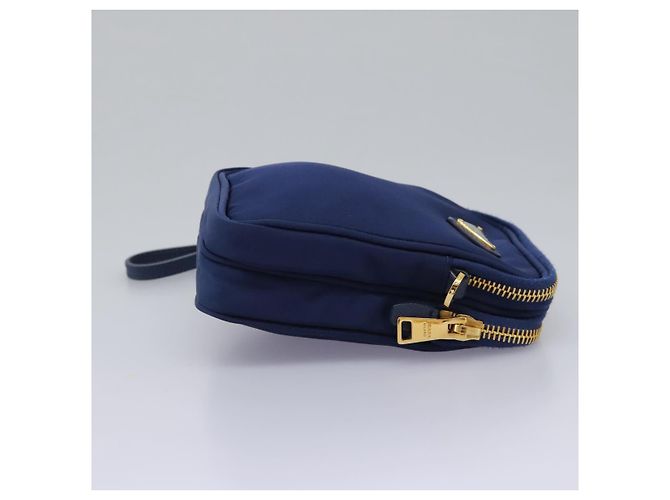 Borsa a Spalla PRADA in Nylon Blu Oro Auth KD114V D'oro - vista 4