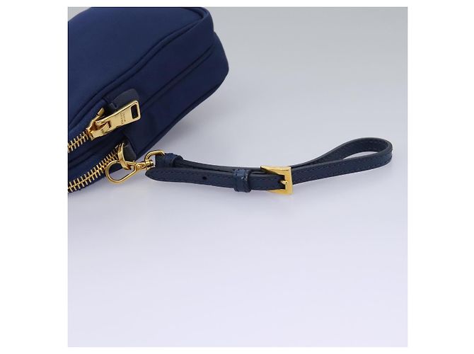 Borsa a Spalla PRADA in Nylon Blu Oro Auth KD114V D'oro - vista 8