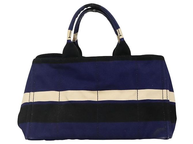 PRADA Canapa GM Borsa a mano in tela blu oro Auth EC334 D'oro - vista 13