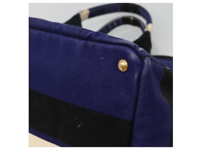 PRADA Canapa GM Borsa a mano in tela blu oro Auth EC334 D'oro - vista 14
