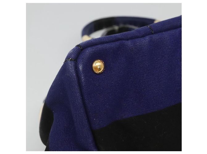 PRADA Canapa GM Borsa a mano in tela blu oro Auth EC334 D'oro - vista 15