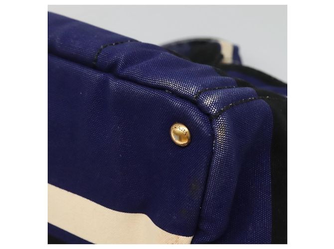 PRADA Canapa GM Borsa a mano in tela blu oro Auth EC334 D'oro - vista 16