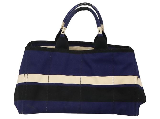 PRADA Canapa GM Borsa a mano in tela blu oro Auth EC334 D'oro - vista 2