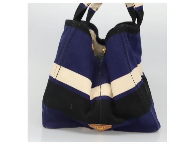 PRADA Canapa GM Borsa a mano in tela blu oro Auth EC334 D'oro - vista 3