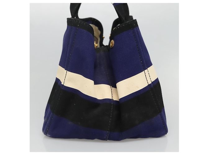 PRADA Canapa GM Borsa a mano in tela blu oro Auth EC334 D'oro - vista 4