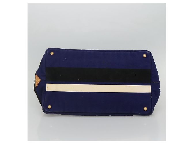 PRADA Canapa GM Borsa a mano in tela blu oro Auth EC334 D'oro - vista 5