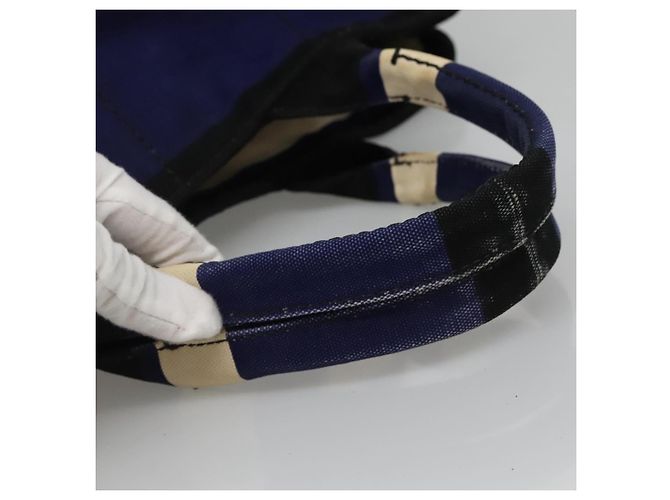 PRADA Canapa GM Borsa a mano in tela blu oro Auth EC334 D'oro - vista 7