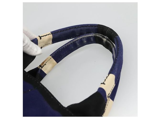 PRADA Canapa GM Borsa a mano in tela blu oro Auth EC334 D'oro - vista 8