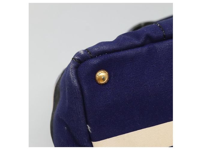 PRADA Canapa GM Borsa a mano in tela blu oro Auth EC334 D'oro - vista 9
