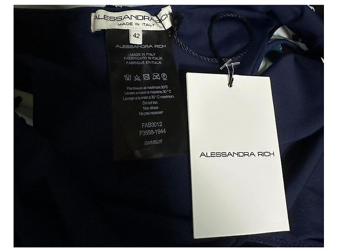 Alessandra Rich Lurex Halter Badeanzug Navy Blau Marineblau - Ansicht 6