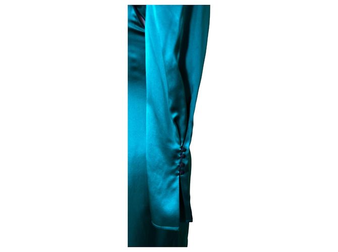 Autre Marque De La Vali Whiskey Seidenkleid Smaragdgrün Schwarz - Ansicht 5