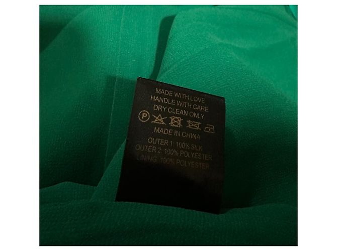 Autre Marque De La Vali Whiskey Seidenkleid Smaragdgrün Schwarz - Ansicht 9